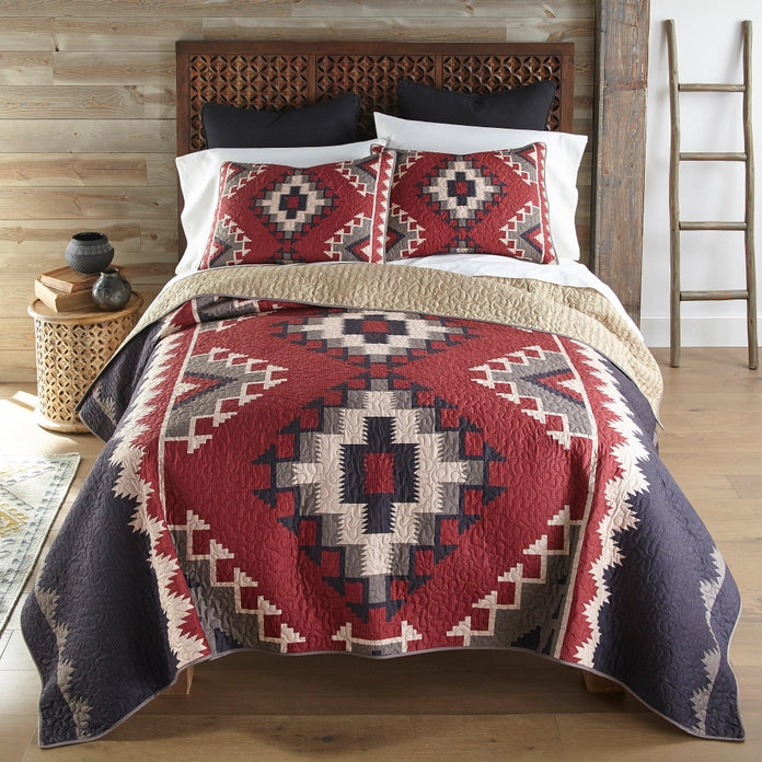 MOJAVE RED 3 PC QUILTED BEDDING SET