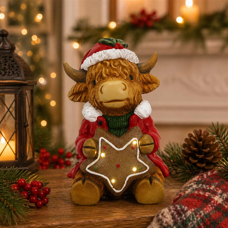 LED HIGHLAND COW WITH STAR