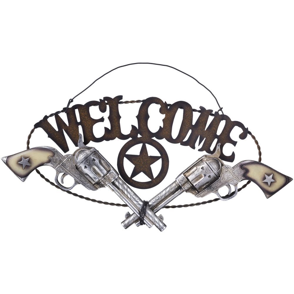 WELCOME PISTOL SIGN