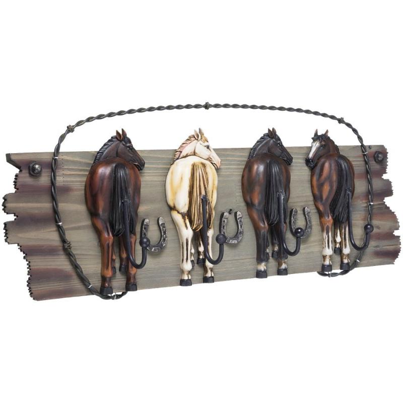 4 HOOK RACK - HORSES