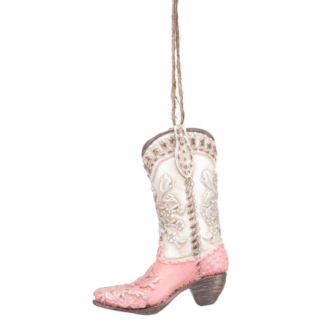 ORNAMENT - COWBOY BOOT - PINK FLORAL