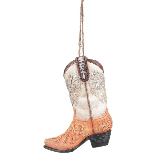 ORNAMENT - COWBOY BOOT - FLORAL EMBOSS