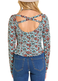 ROCK&ROLL FLORAL PRINT JERSEY TOP