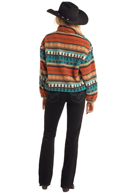 ROCK&ROLL AZTEC PRINT SHERPA 1/4 ZIP