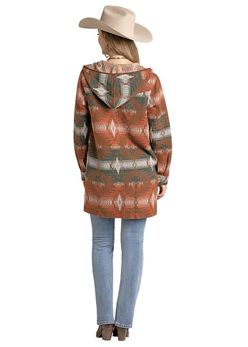 ROCK&ROLL AZTEC JAQUARD COAT WITH HOOD