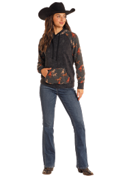 ROCK & ROLL HORSE CONTRASTING SLEEVE HOODIE