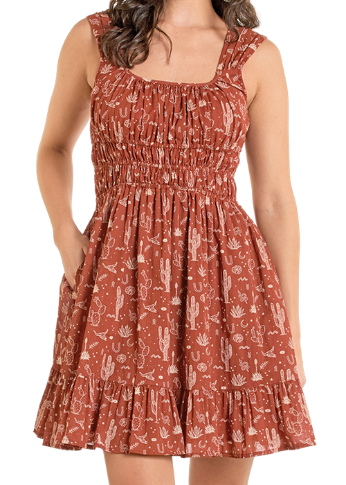 R&R FLORAL DESERT PRINT DRESS