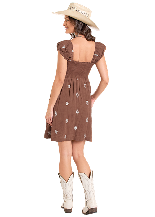 R&R AZTEC EMBROIDERED MINI DRESS