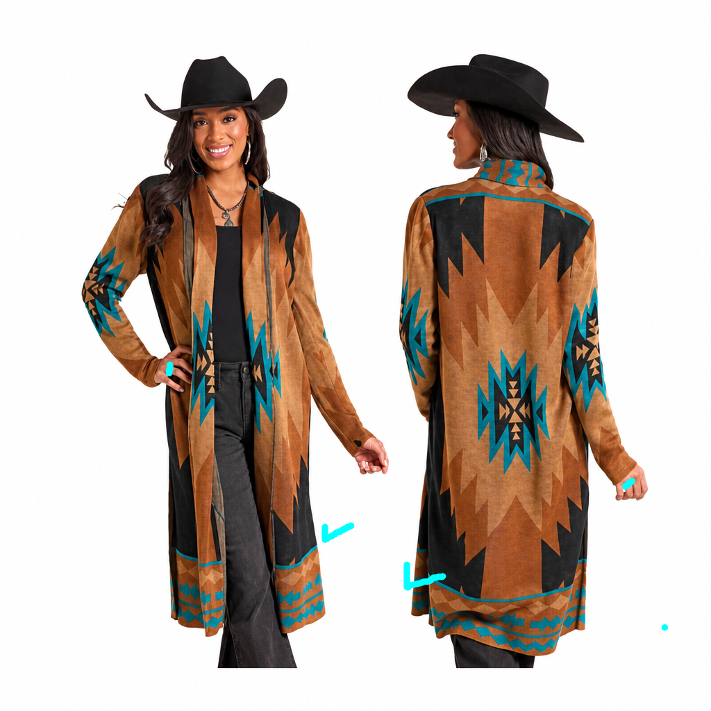 ROCK & ROLL WOMEN'S AZTEC KNIT DUSTER