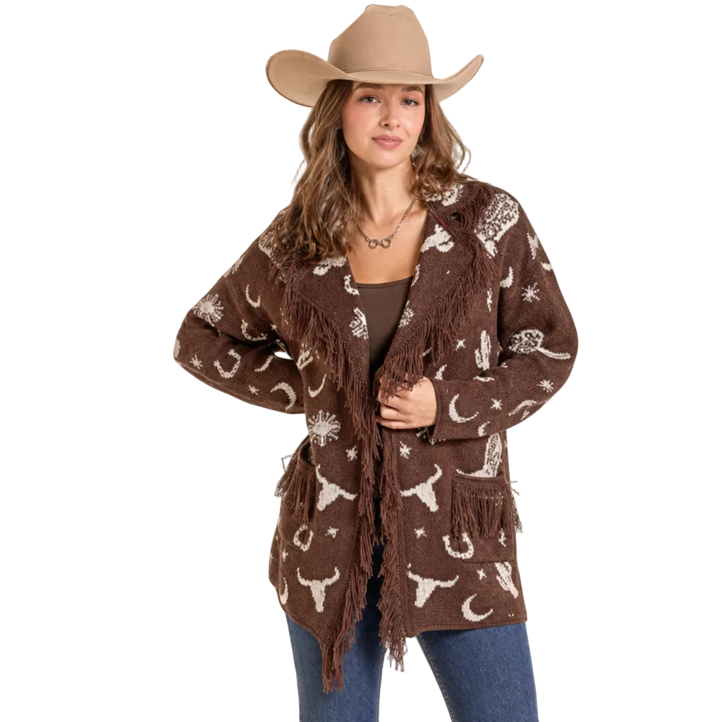 ROCK & ROLL WOMEN'S WESTERN CARDIGAN WITH FRINGE