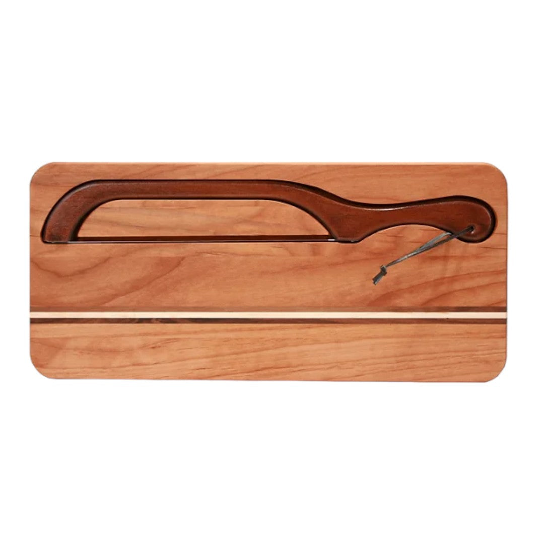 DELUXE CUTTING BOARD WITH BREAD KNIFE - MADE IN THE USA