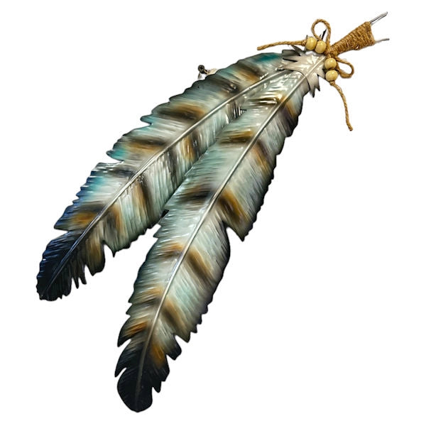 METAL DOUBLE FEATHER WALL HANGING