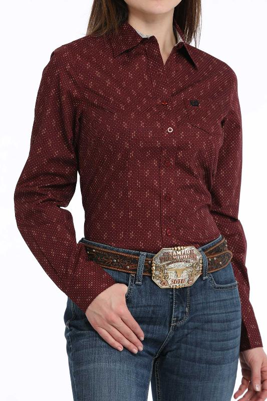 CINCH WOMENS LS BURGUNDY