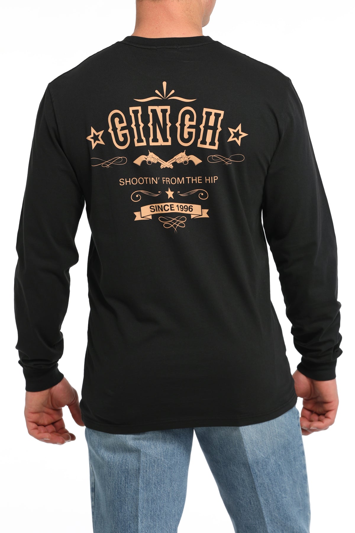 MEN'S CINCH BLACK L/S TEE - SHOOTING FROM THE HIP