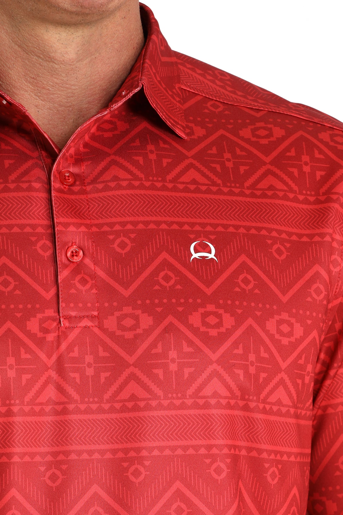 CINCH MENS WESTERN PRINT ARENA FLEX POLO - RED