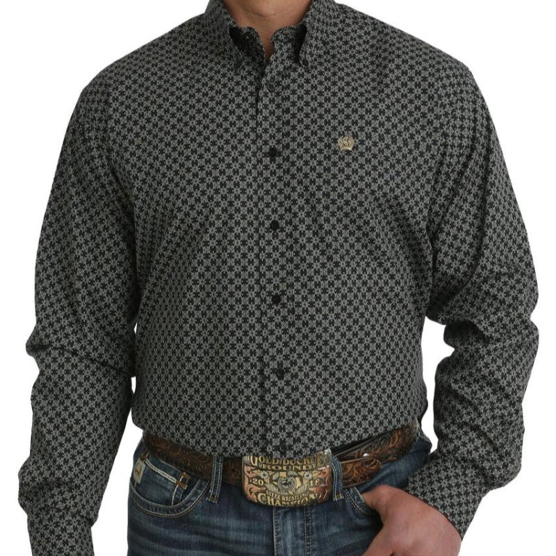 CINCH MEN'S L/S  BLK PATTERNED