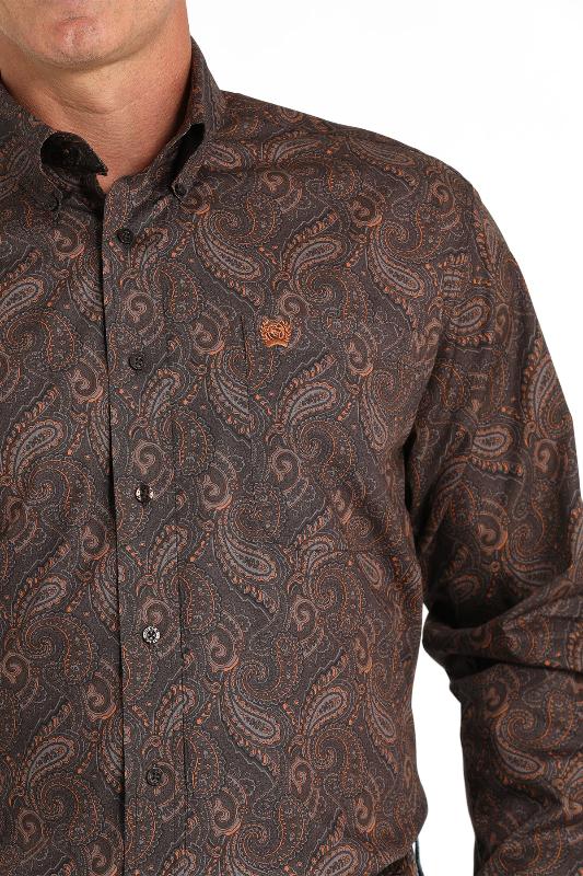 CINCH MEN'S L/S  BROWN PAISLEY