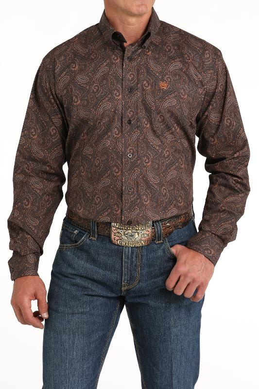 CINCH MEN'S L/S  BROWN PAISLEY