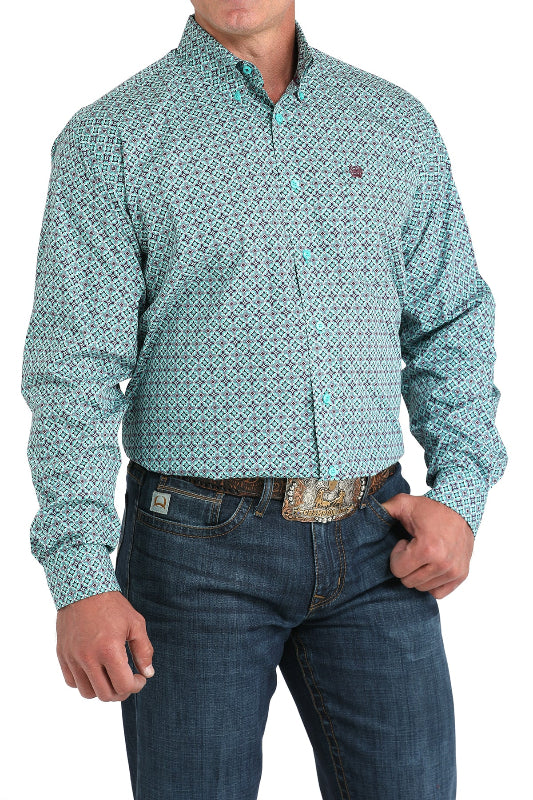 CINCH MEN'S L/S PRINT TURQ