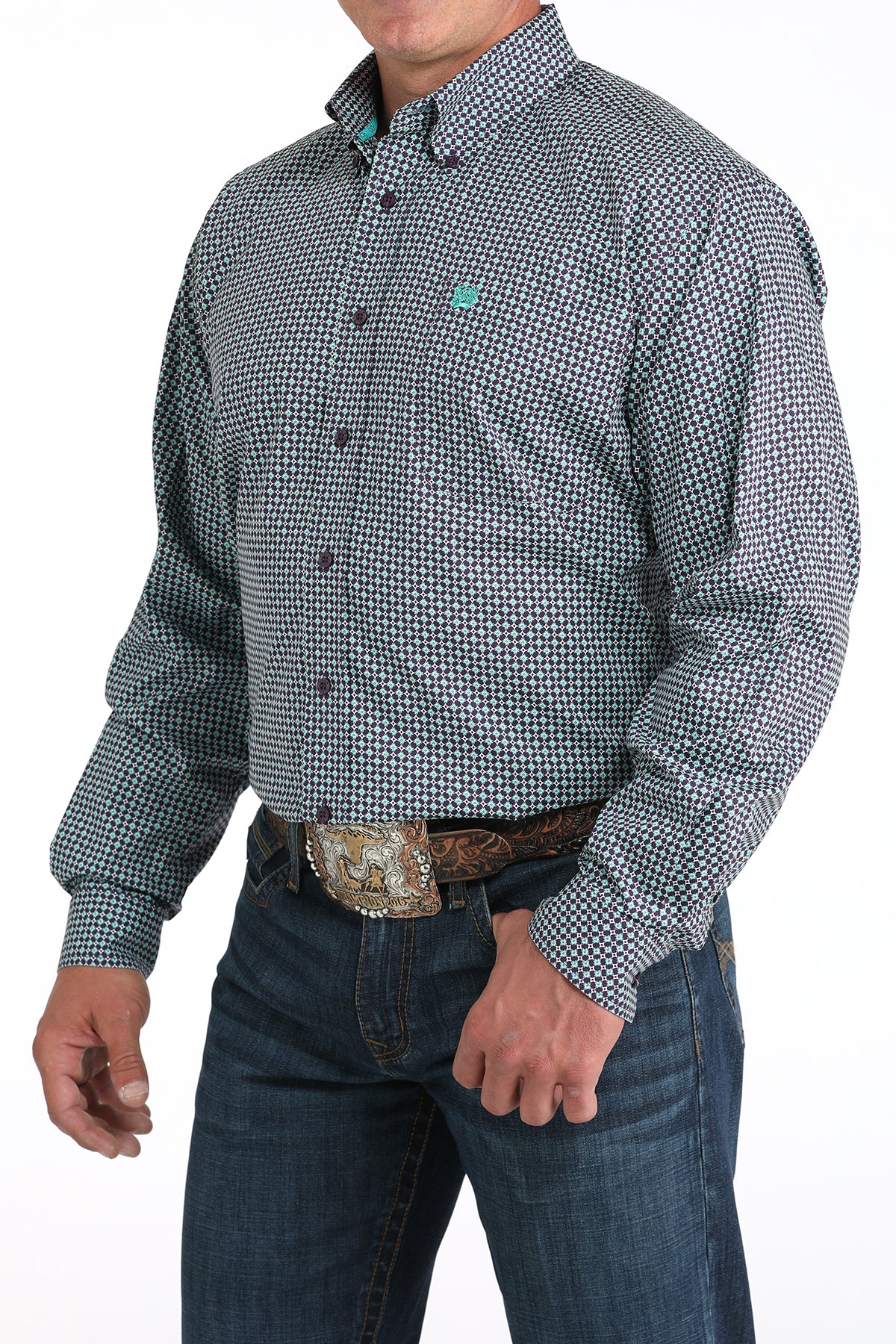 CINCH MEN'S L/S PRINT PURPLE