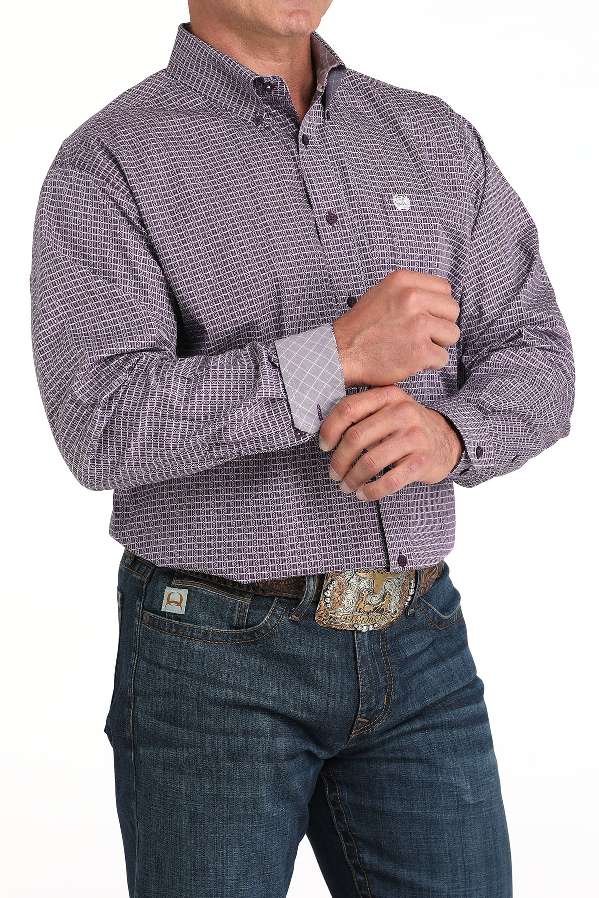 CINCH MEN'S L/S PRINT PURPLE