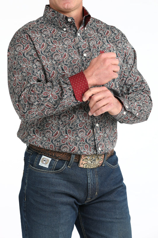 CINCH MEN'S L/S NAVY PAISLEY