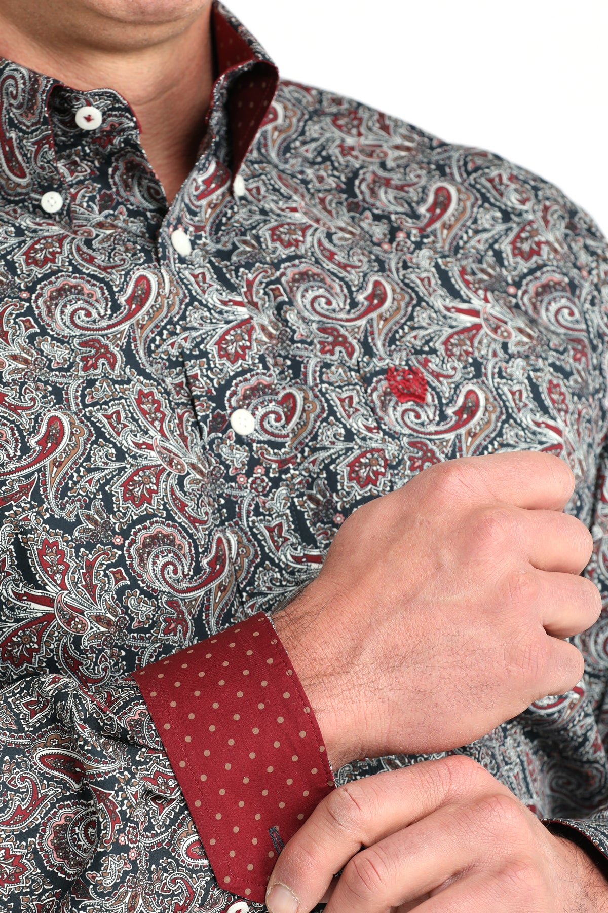 CINCH MEN'S L/S NAVY PAISLEY