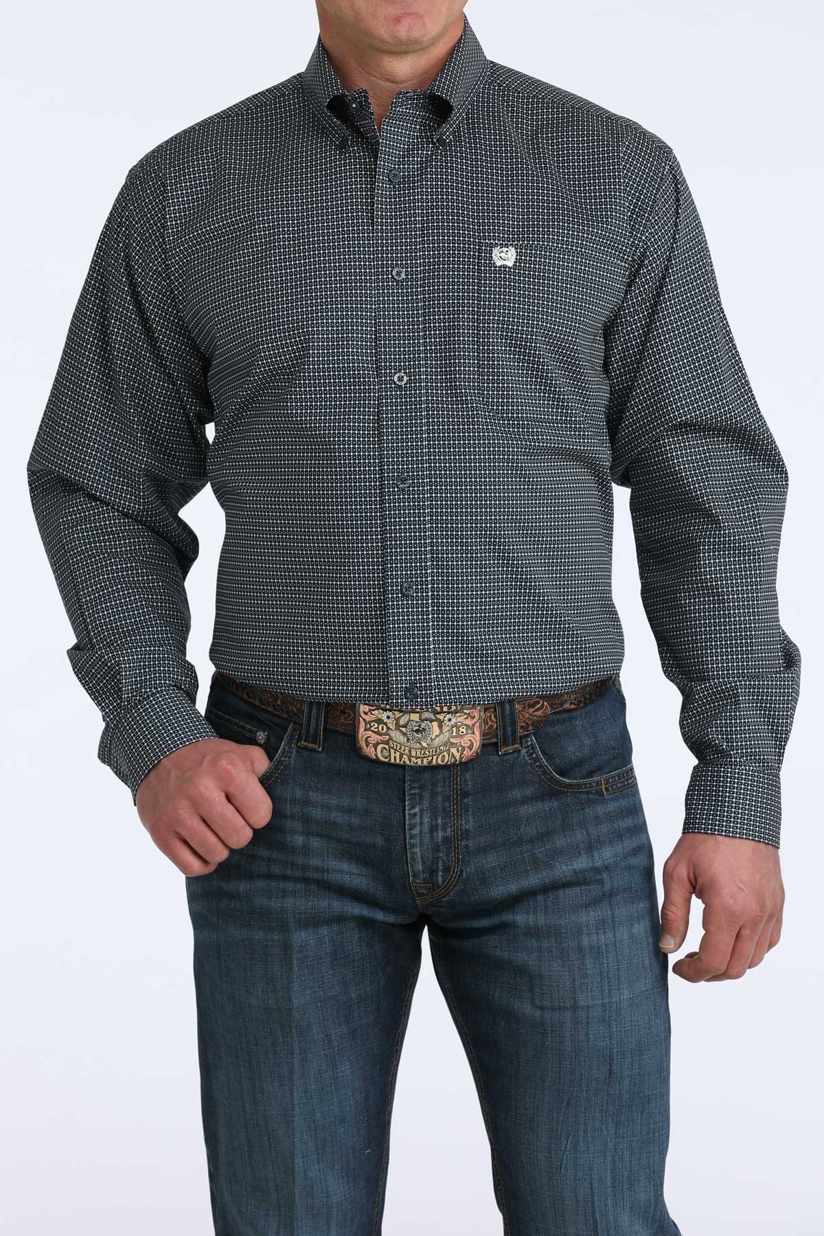 CINCH MEN'S L/S PRINT NAVY