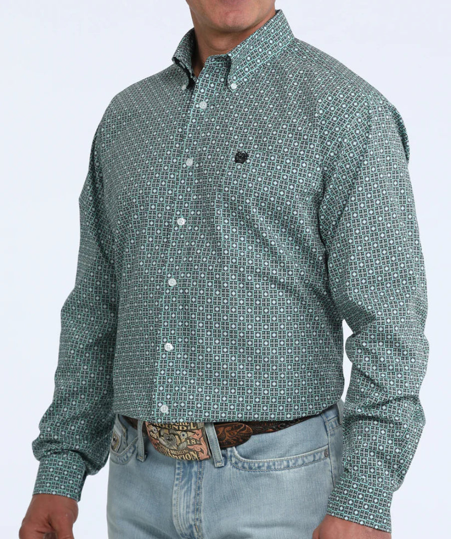 CINCH MEN'S L/S PRINT GREEN