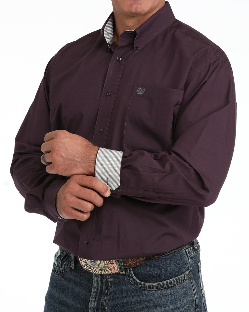 CINCH MEN'S L/S SOLID EGGPLANT