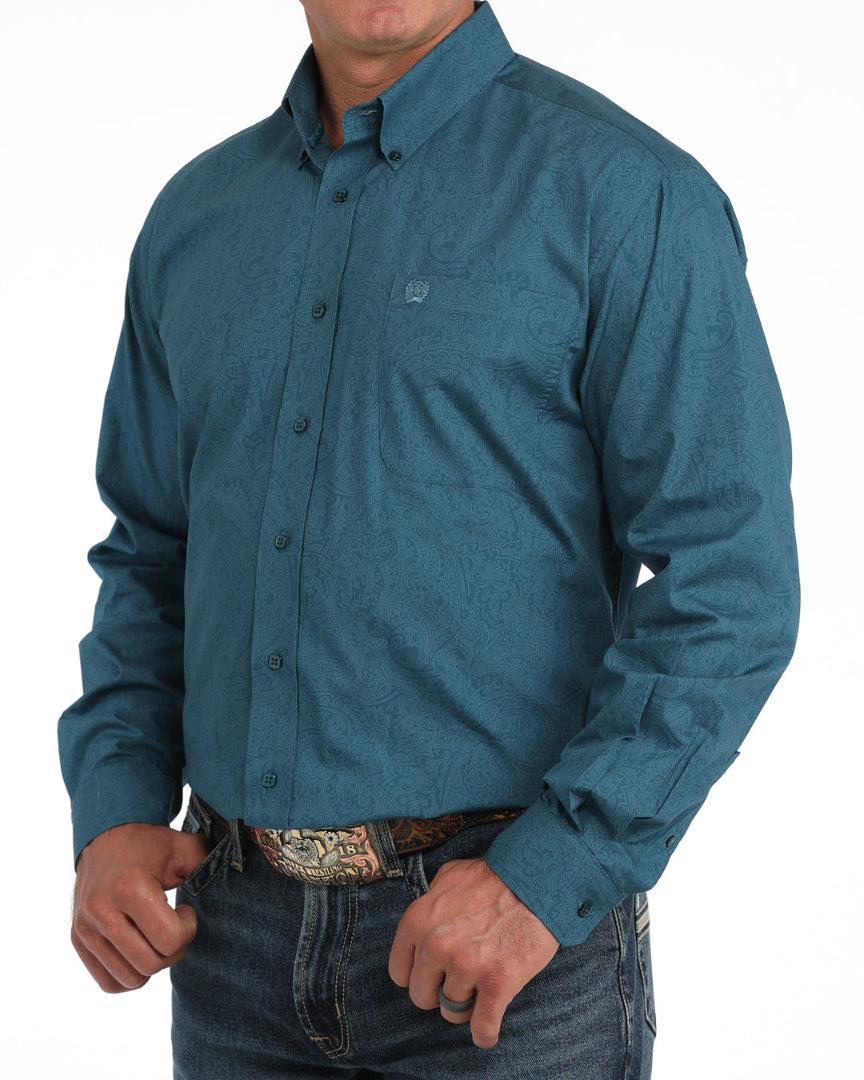 CINCH MEN'S L/S TEAL PAISLEY