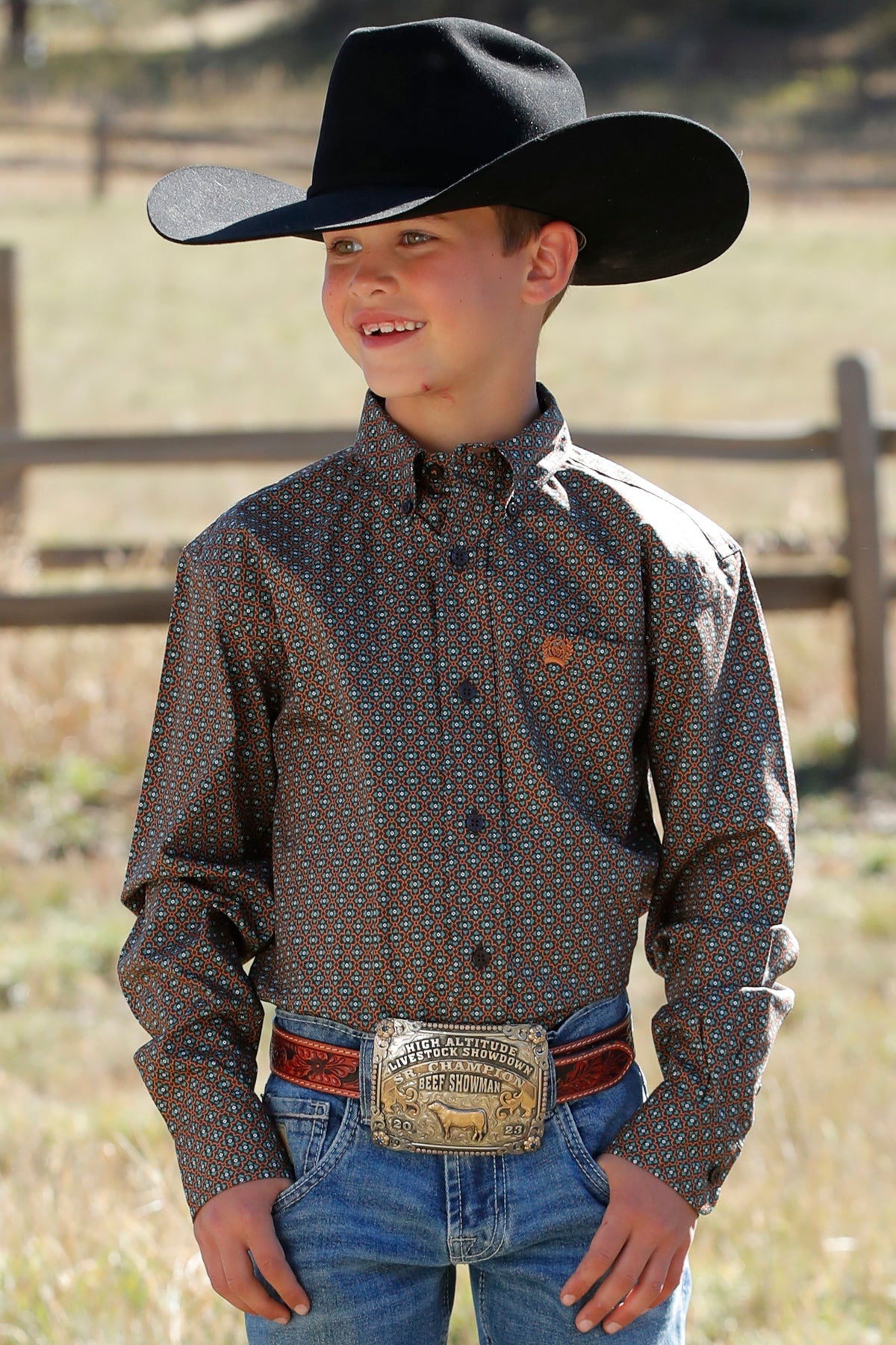 CINCH BOYS BUTTON SHIRT brown