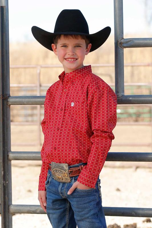 CINCH BOYS BUTTON SHIRT - RED