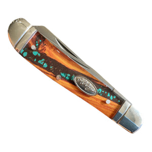 Hooey Pocket Knife 3 1/2” Brown/Turquoise Trapper