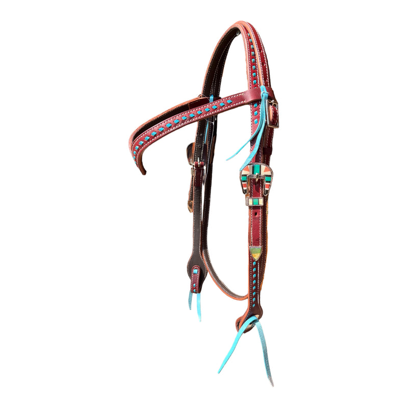 TE Teal V Browband Headstall