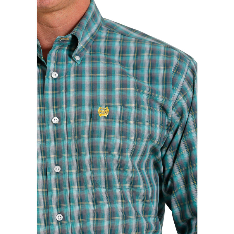 CINCH MEN'S L/S  TEAL PLAID