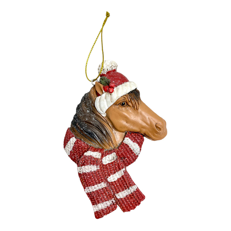 CHRISTMAS  BROWN HORSE HEAD ORNAMENT