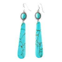 4" Turquoise Slab Earring On Fishhook
