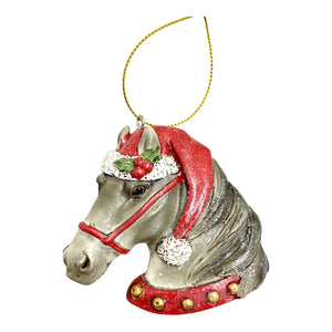CHRISTMAS  GREY HORSE HEAD ORNAMENT