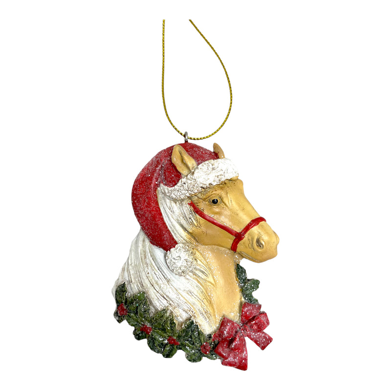 CHRISTMAS  PALOMINO HORSE HEAD ORNAMENT