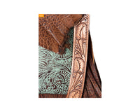 AMERICAN DARLING Turquoise Embossed Raw Edge Shoulder Bag