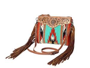 AMERICAN DARLING Full Grain southwest blanket bag with Fringes