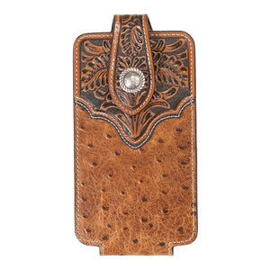ARIAT CELL PHONE CASE OSTRICH FLORAL TABS BR