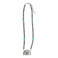 21" Faux Navajo Pearl and Turquoise Beaded Necklace