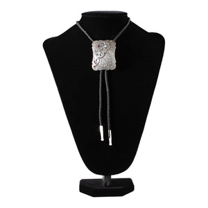 DOUBLE S BOLO TIE FLOWER STONE