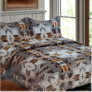 Gray Navajo 3pc Bedspread Set