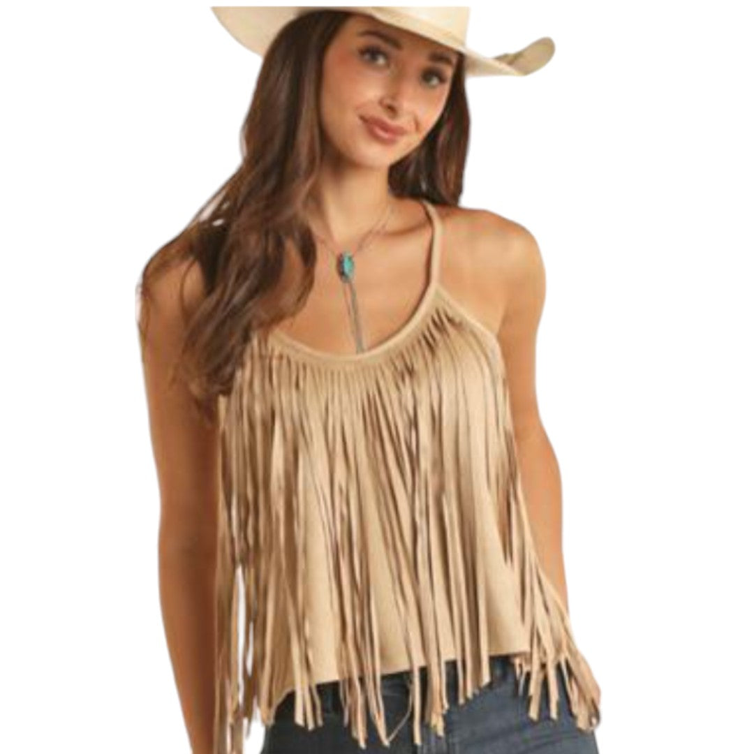 Rock and Roll Suede Tank with Fringe