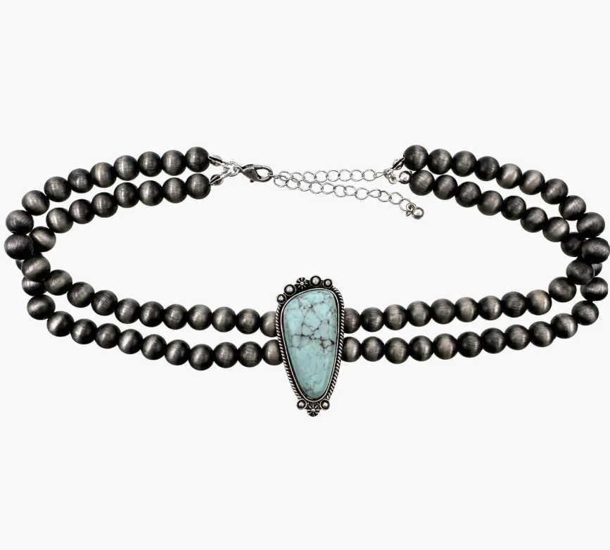 TURQUOISE NAVAJO BEADS CHOKER (Copy)