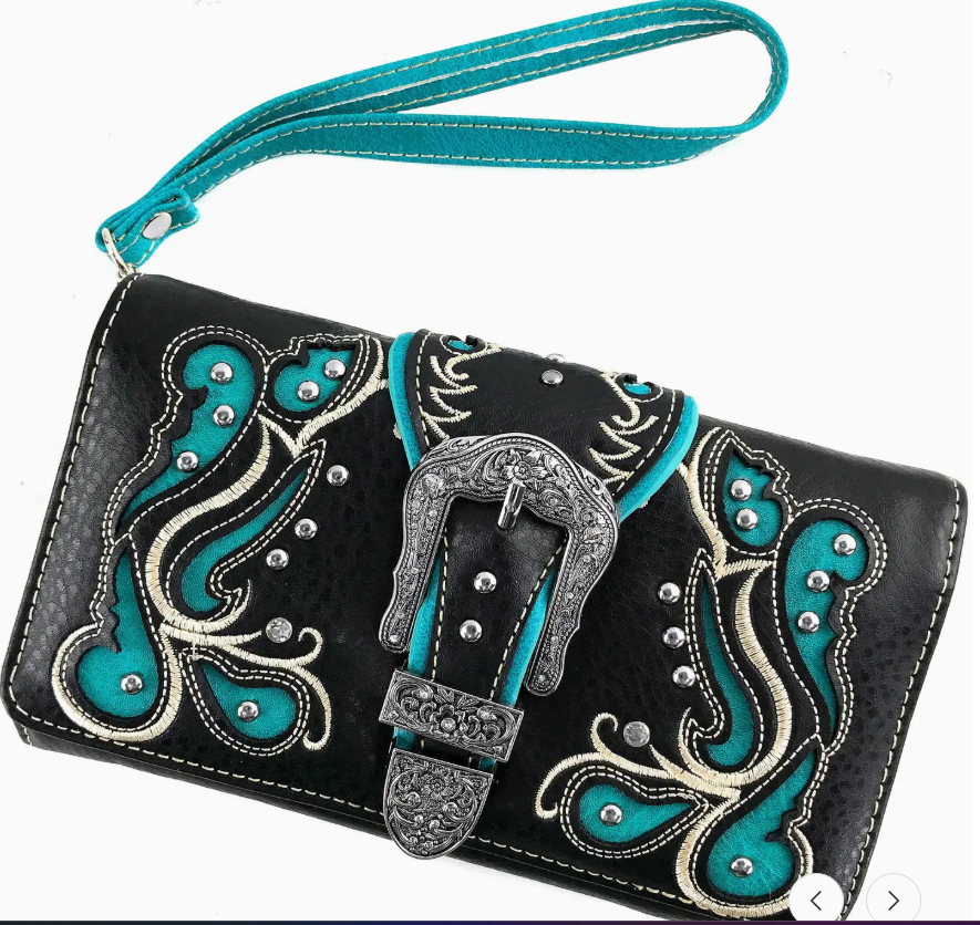 WESTERN FLORAL PRINT BUCKLE WALLET