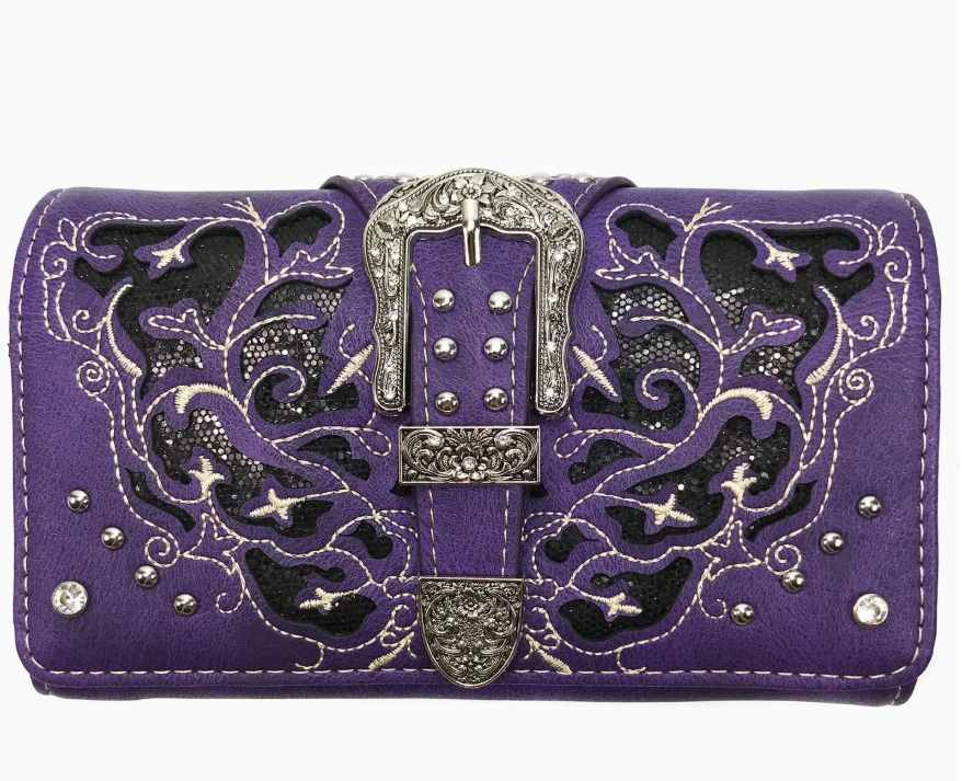 WESTERN WOMANS COWGIRL SHINE WALLET PURPLE